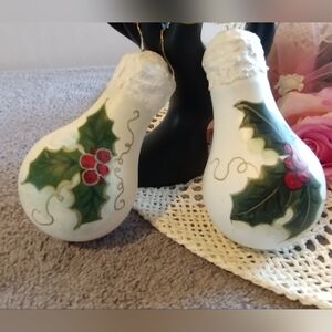 2 Vintage Victorian inspired painted lightbulb ornaments